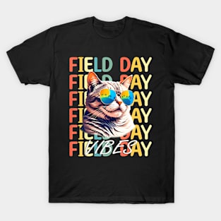 School field day Vibes Summer 2024 Cat Teachers Kids T-Shirt